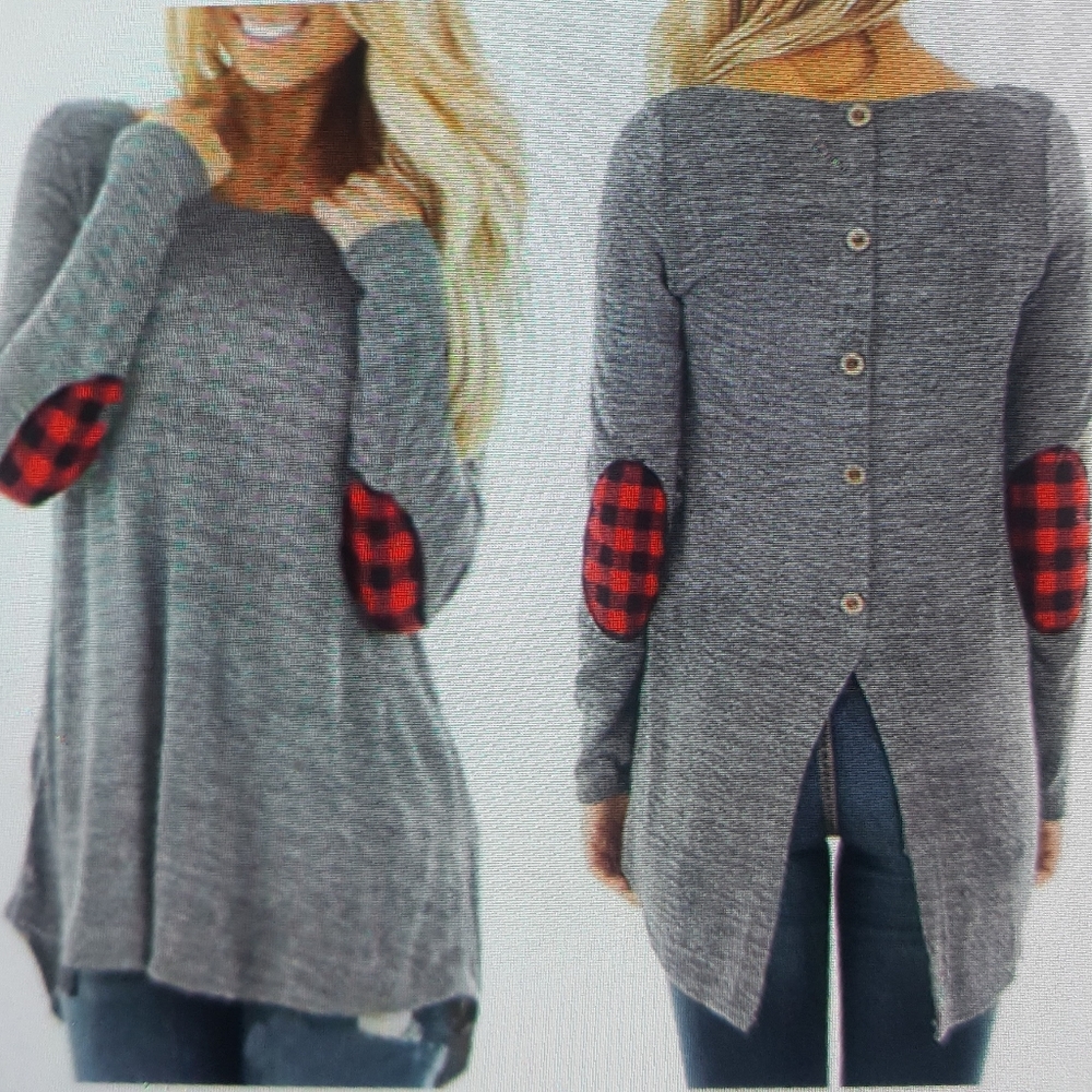 Long Sleeve elbow patchwork Tunic - Picture 1 of 7